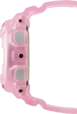 Side view of the G-Shock Watches BA-130CV-4A Baby-G Analog Digital Pink Resin Strap Women Watch, featuring a chunky protective case with visible screws and an arched band—a bold addition to any women’s collection.