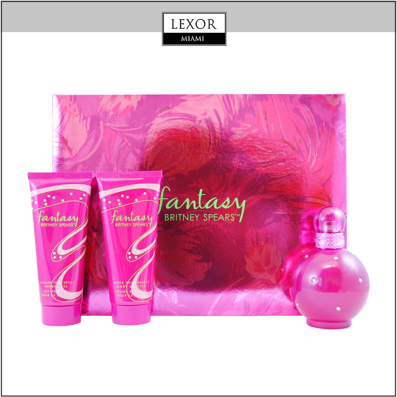 Britney Spears Fantasy Gift Set for Women, 3 pc (3.3 oz edp spray, 3.3 oz body souffle(b/l), 3.3 oz shower gel)