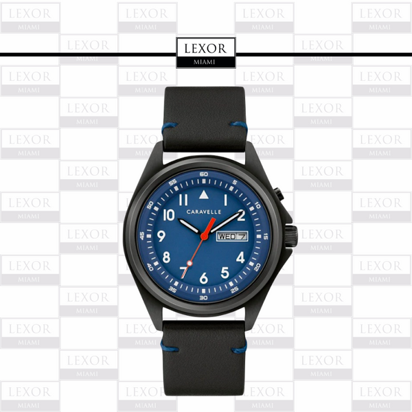 Bulova 45C118 Classic Caravelle Black Leather Strap Men Watches