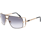 The Cazal 9093 C005 Unisex Sunglasses by Cazal Sunglasses feature a gold-tone aviator frame, double bridge, large rectangular gradient lenses, black temple tips, and signature logos on the lens and arm for authentic style.