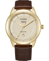 Citizen AW0092-07Q Corso Eco-Drive Brown Leather Strap Men Watches - Lexor Miami