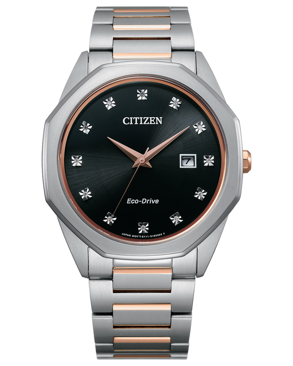 Citizen BM7496-56G Corso Diamond Eco-Drive 2 Tone Stainless Steel Strap Men Watches - Lexor Miami