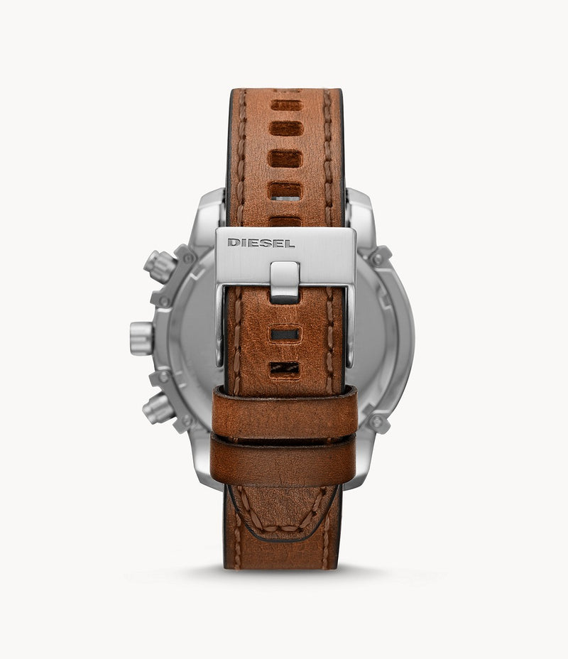 Diesel DZ4518 Chronograph Griffed Brown Leather Strap Watch 48mm Men Watches - Lexor Miami