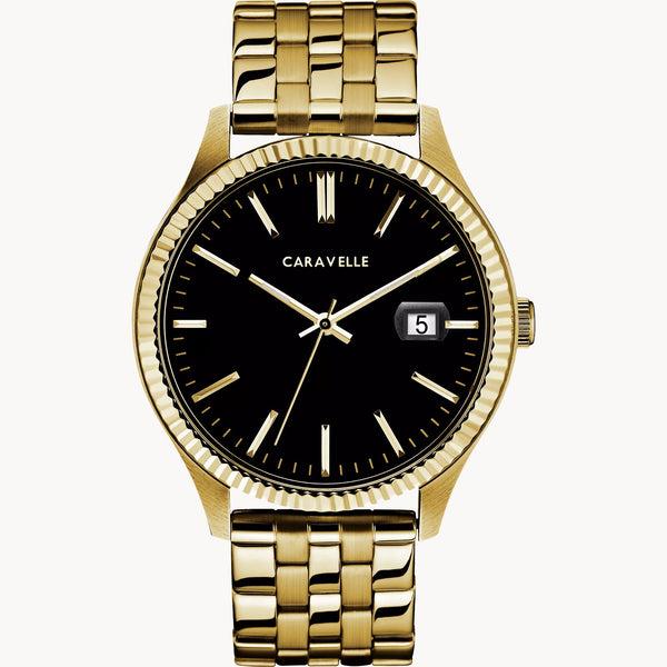 Bulova 44B121 Dress Caravelle Gold Stainless Steel Strap Men Watches - Lexor Miami