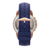 Fossil FS4835 Grant Chronograph Navy Leather Watch Unisex - Lexor Miami
