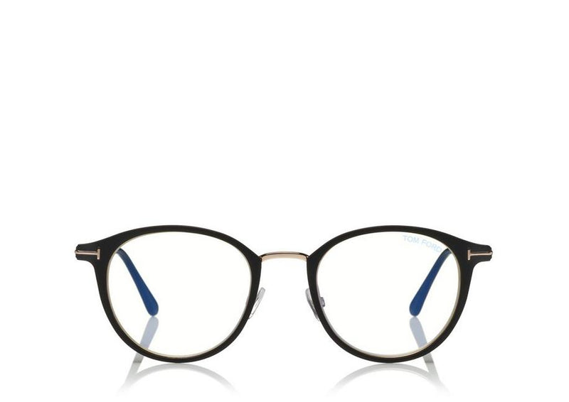Tom Ford FT5528-B 002 49 Round Metal Blue Block Women Opticals - Lexor Miami