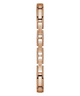 The Guess GW0249L3 Bella Rose Gold Stainless Steel Bangle from Guess Watches features a stylish metal link bracelet with “GUESS” engraved, making it the perfect women’s watch for effortless, modern style.