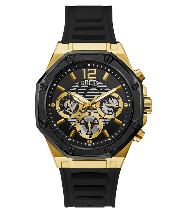 Guess W0263G1 Gold Tone Case Black Silicone Watch Men - Lexor Miami