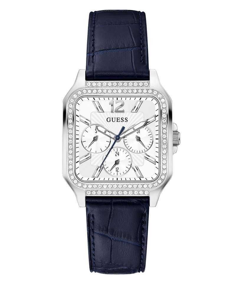 Guess GW0309L1 SILVER TONE CASE NAVY GENUINE LEATHER Women Watches - Lexor Miami
