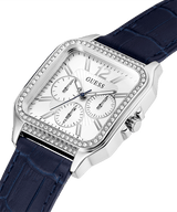 Guess GW0309L1 SILVER TONE CASE NAVY GENUINE LEATHER Women Watches - Lexor Miami