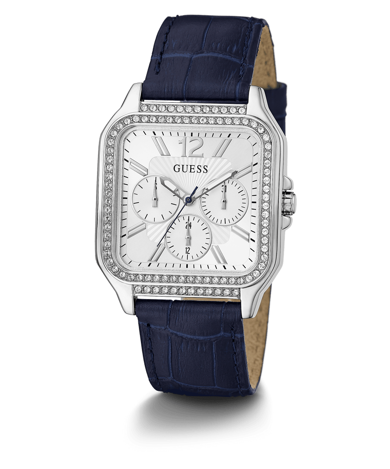 Guess GW0309L1 SILVER TONE CASE NAVY GENUINE LEATHER Women Watches - Lexor Miami