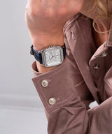 Guess GW0309L1 SILVER TONE CASE NAVY GENUINE LEATHER Women Watches - Lexor Miami