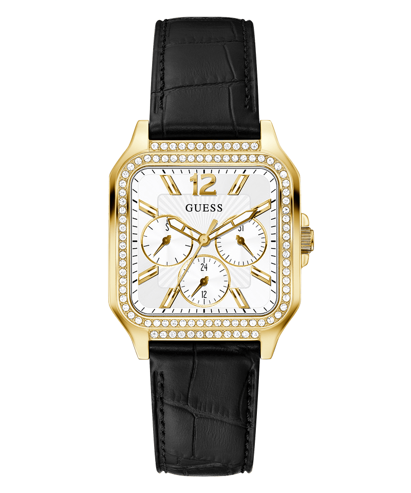 Guess GW0309L2 GOLD TONE CASE BLACK GENUINE LEATHER Women Watch - Lexor Miami