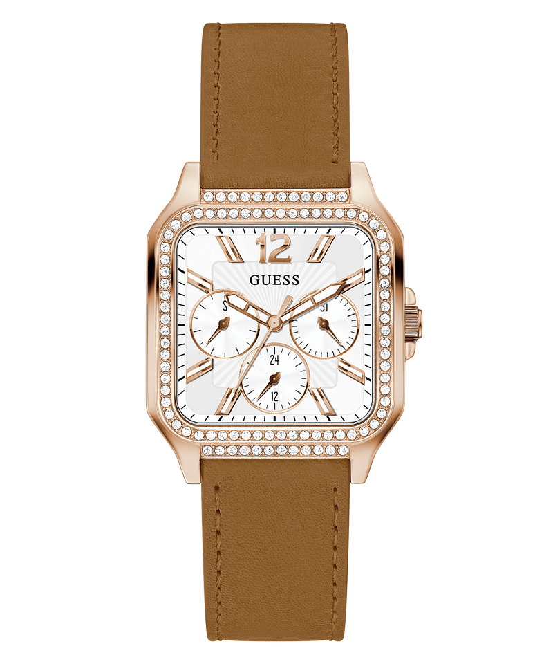 RELOJ DE MUJER GUESS GW0309L3 CAJA EN TONO ORO ROSA DE CUERO AUTENTICO