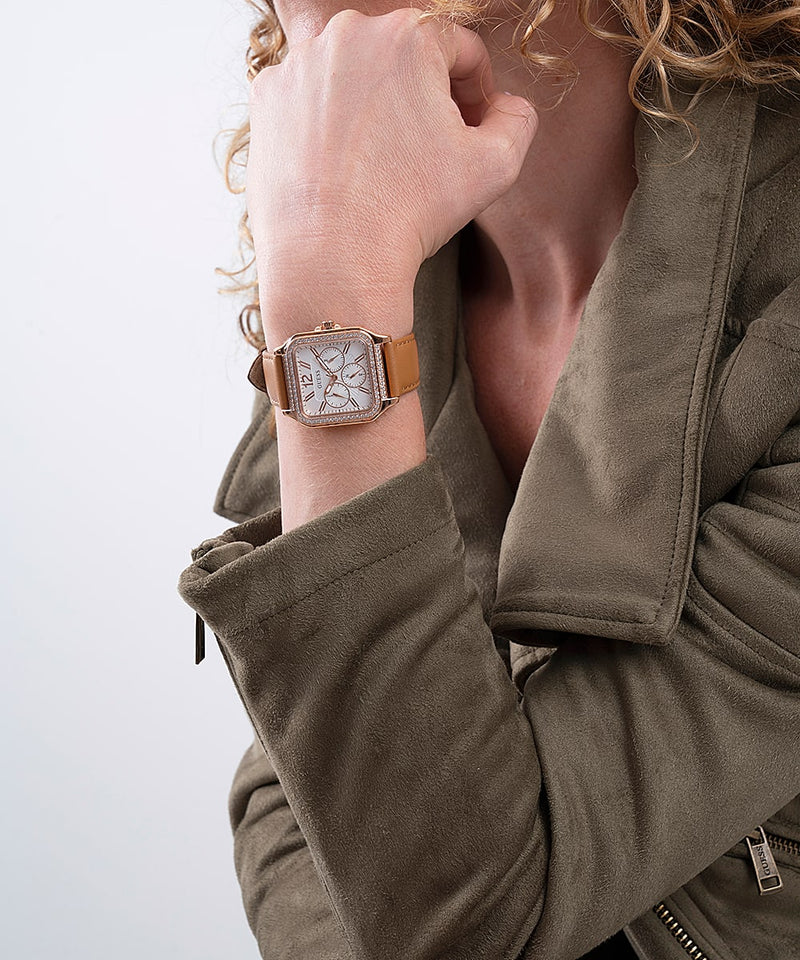 Guess GW0309l3 ROSE GOLD TONE CASE GENUINE LEATHER Women WATCH - Lexor Miami