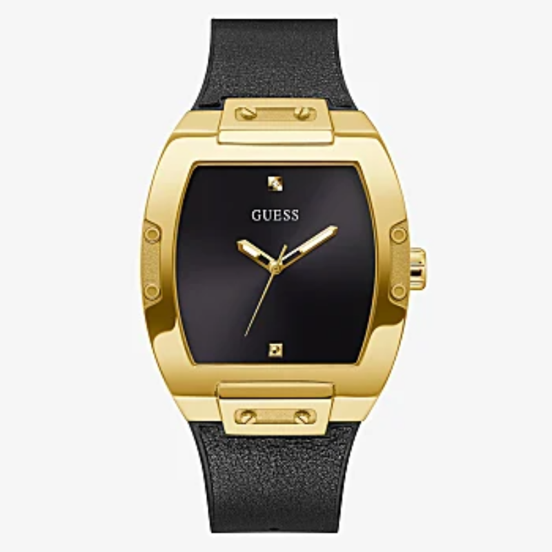 Guess GW0386G3 GOLD TONE CASE BLACK GENUINE LEATHER/SILICONE WATCH