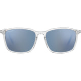 Serengeti Lenwood SS485002 unisex sunglasses by Serengeti Sunglasses, shown front-facing with clear frames and blue mirrored lenses. SERENGETI branding on lens. Available from an authorized Miami dealer.