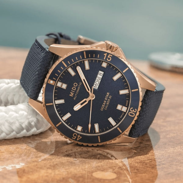 Mido M0264303604100 OceanStar 200 Blue Silicone Strap Men Watches - Lexor Miami