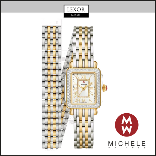 Michele MWW06D000163 Deco Madison Mini Stainless Diamond 2 Tone Stainless Steel Strap Women Watches