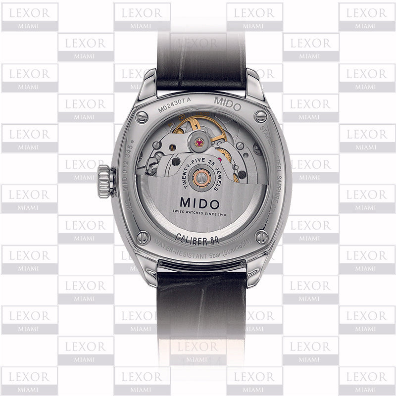 Mido M0243071604600 Belluna Royal Lady Black Leather Strap Women Watches