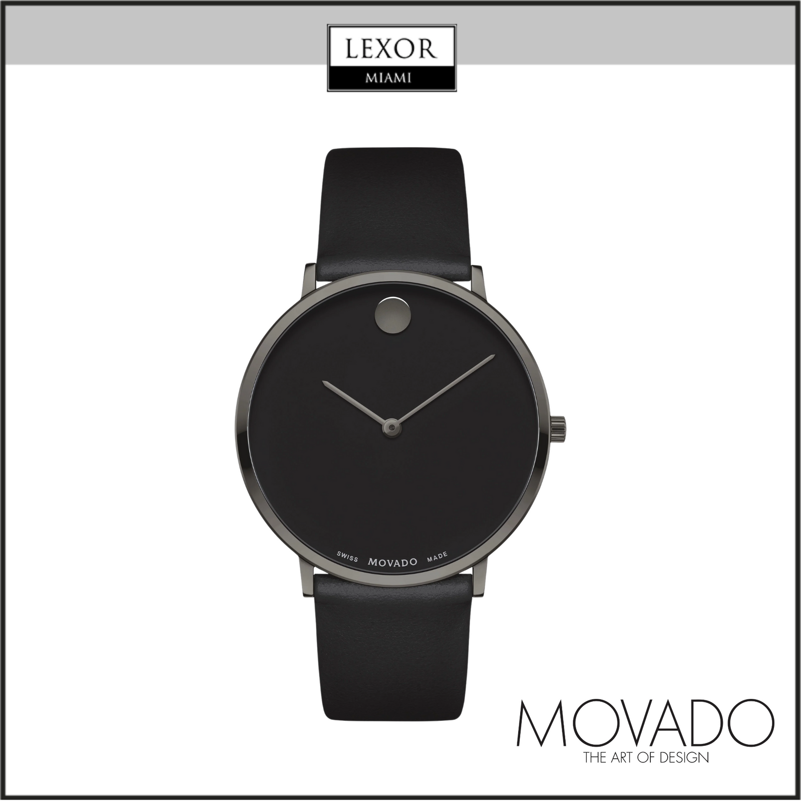 Movado 0607391 Modern 47 Black Leather Strap Men Watches – Lexor Miami