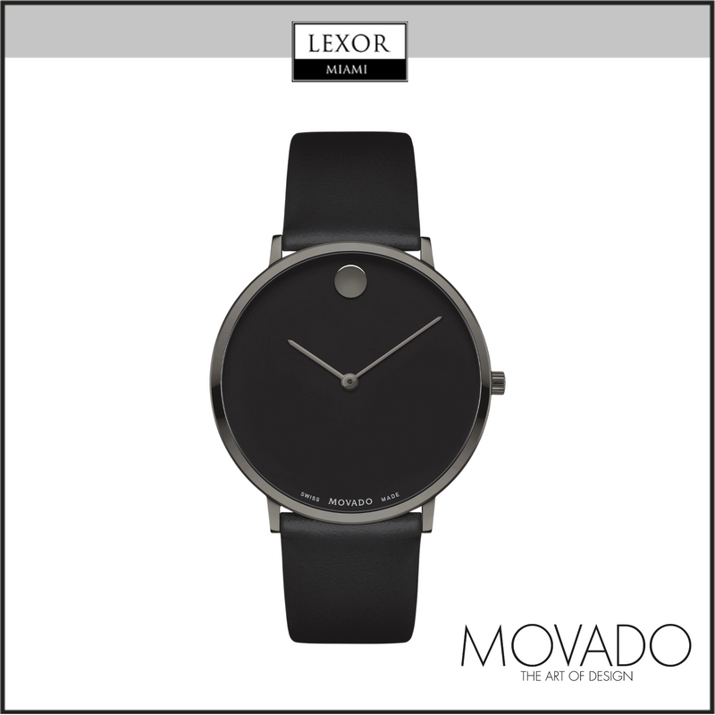 Movado 0607391 Modern 47 Black Leather Strap Men Watches