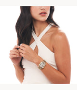 Michele MWW06A000780 Deco 18k Gold Diamond Dial Watch