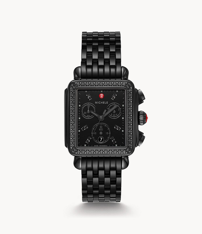 Michele MWW06A000786 Deco Noir Diamond Black Stainless Steel Strap Women Watches - Lexor Miami