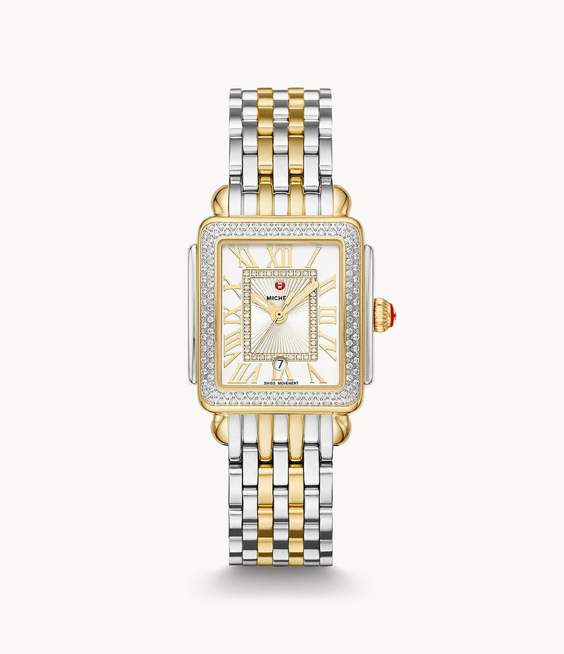 Michele MWW06G000002 Deco Madison Mid Diamond 2 Tone Stainless Steel Strap Women Watches - Lexor Miami