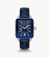 Michele MWW06K000034 Deco Topaz Blue Leather Strap Women Watches