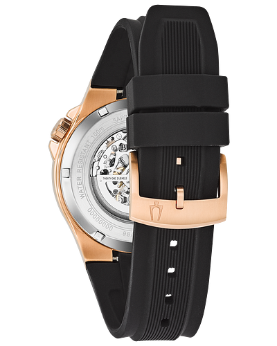 Bulova 98A177 Maquina Automatic Black Silicone Strap Men Watches - Lexor Miami