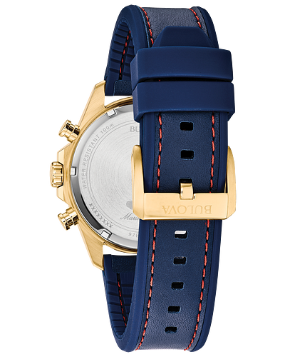 Bulova 97B168 Blue Marine Star Leather Chronograph Watch