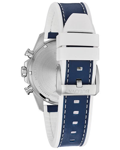 Bulova 96B287 Marine Star Blue Leather Strap Men Watches - Lexor Miami