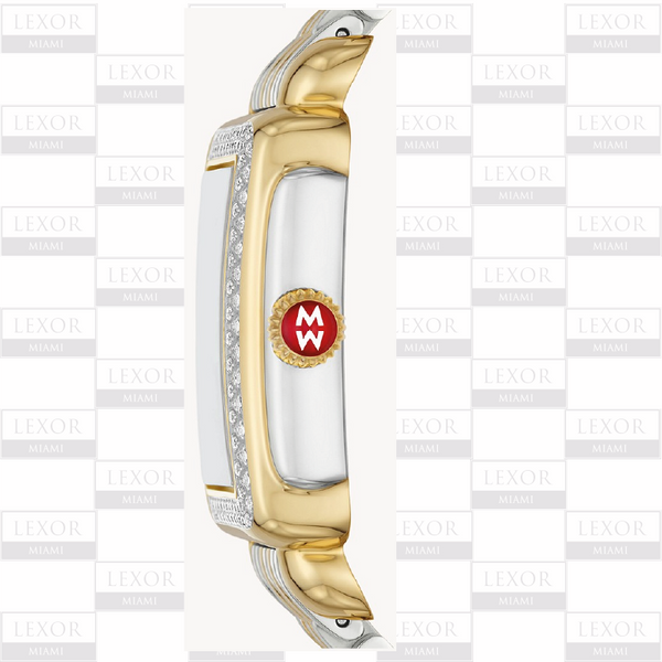 Reloj de acero inoxidable con diamantes en dos tonos Michele MWW06V000125 Deco Mid