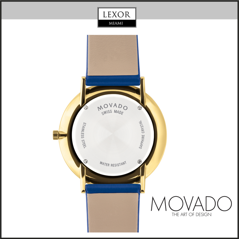 Reloj para hombre con correa de piel azul Movado 0607254 Modern 47