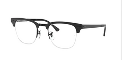 Ray-Ban Optical 0RX3716VM 2904 Matte Black semi-rimless eyeglasses with clear lenses, a thick matte black upper frame, and slim metal rims and temples, shown on a white background.