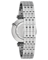 A close-up shows the back, clasp, and bracelet of the Bulova Watches 96A233 Regatta Silver Stainless Steel Strap Men’s Watch with a round case.