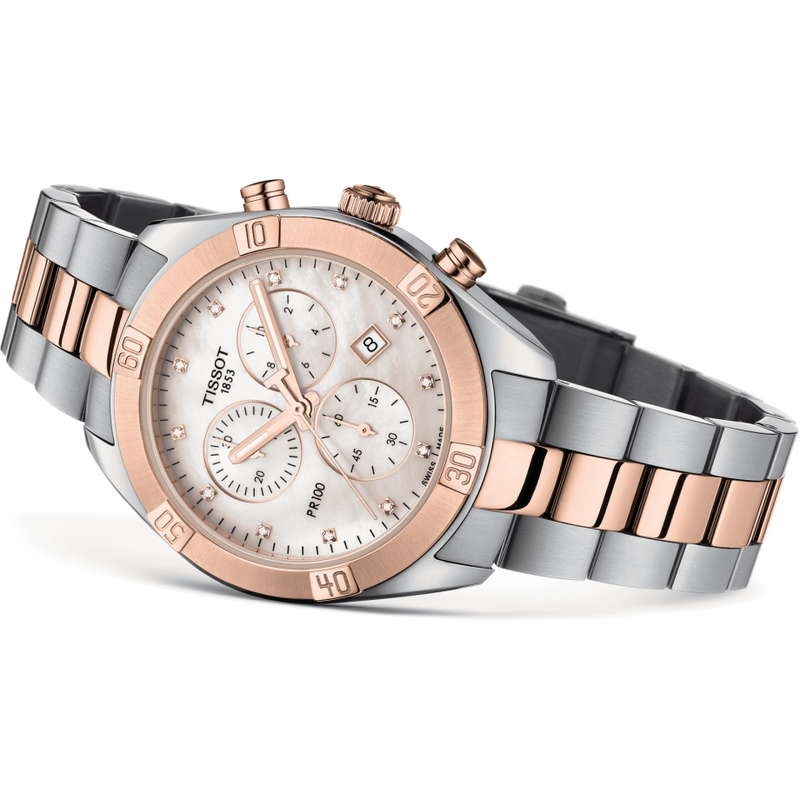 Tissot T1019172211600 PR 100 Sport Chic 2 Tone Stainless Steel Strap Women Watches - Lexor Miami