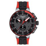 Tissot T1114172744100 T-Race Cycling Chronograph Black-Red Silicone Strap Men Watches - Lexor Miami