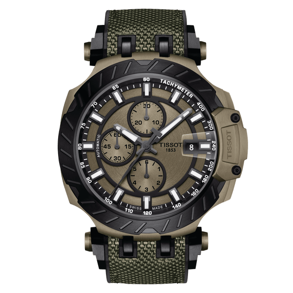 Tissot T1154273709100 T-Race Automatic Chronograph Green Strap Men Watches - Lexor Miami