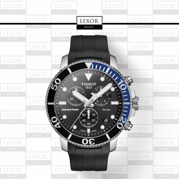 Tissot T1204171705102 Seastar 1000 Quartz Chronograph Black Silicone Strap Men Watches