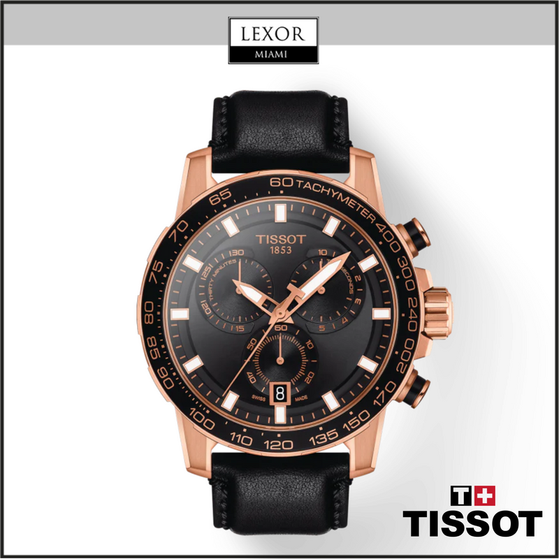 Tissot T1256173605100 SuperSport Chronograph Black Leather Strap Men Watches