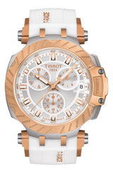 Tissot T1154172701101 T-Race Cronógrafo Branco Silicone Strap Relógios Masculinos