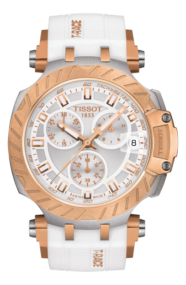 Tissot T1154172701101 T-Race Cronógrafo Correa de silicona blanca Relojes para hombre
