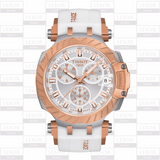 Tissot T1154172701101 T-Race Cronógrafo Branco Silicone Strap Relógios Masculinos