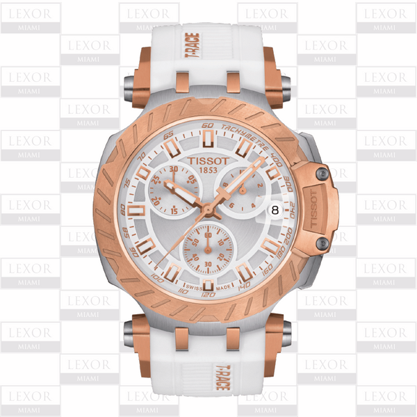 Tissot T1154172701101 T-Race Cronógrafo Correa de silicona blanca Relojes para hombre