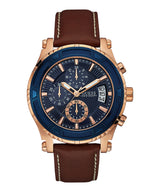 Guess U0673G3 Brown Leather Strap Men Watches