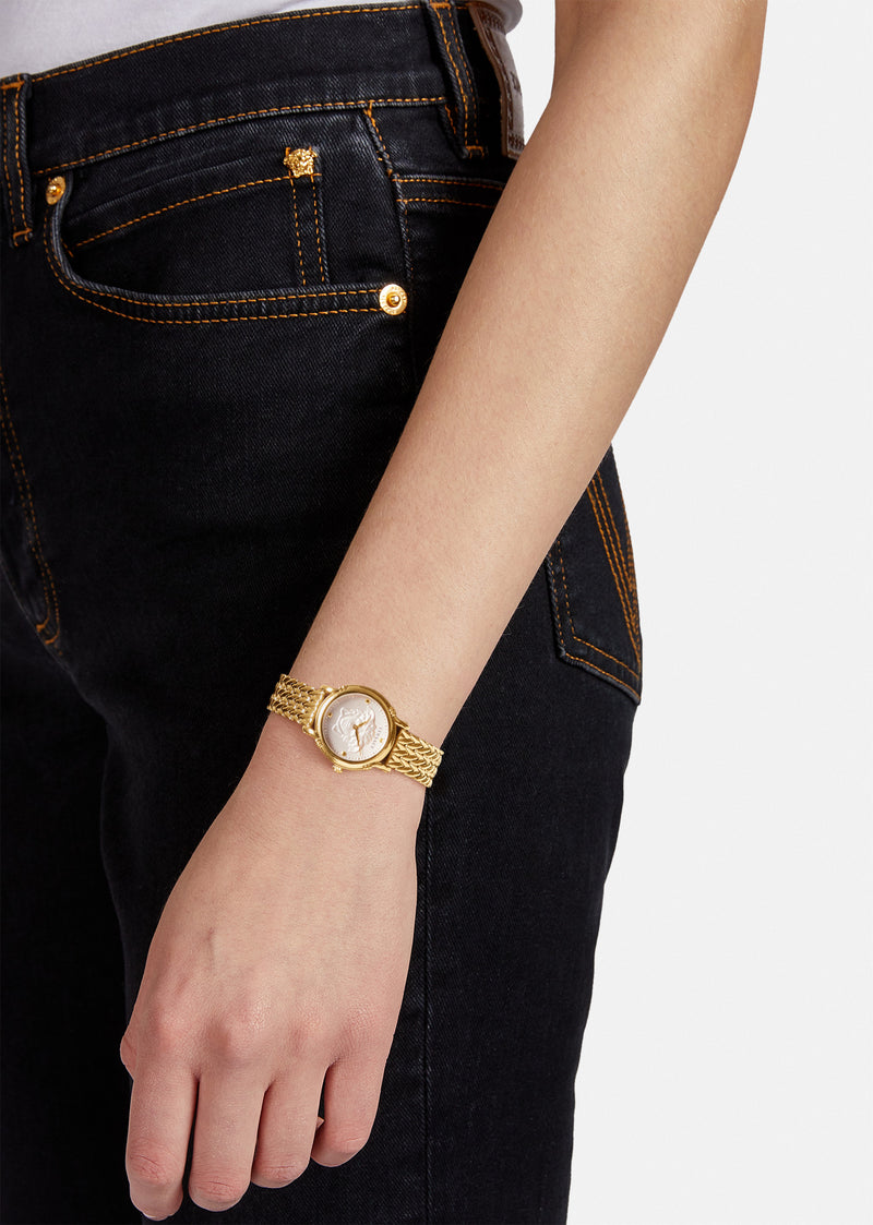 Versace VEPN00520 Safety Pin Gold Stainless Steel Strap Women Watches - Lexor Miami