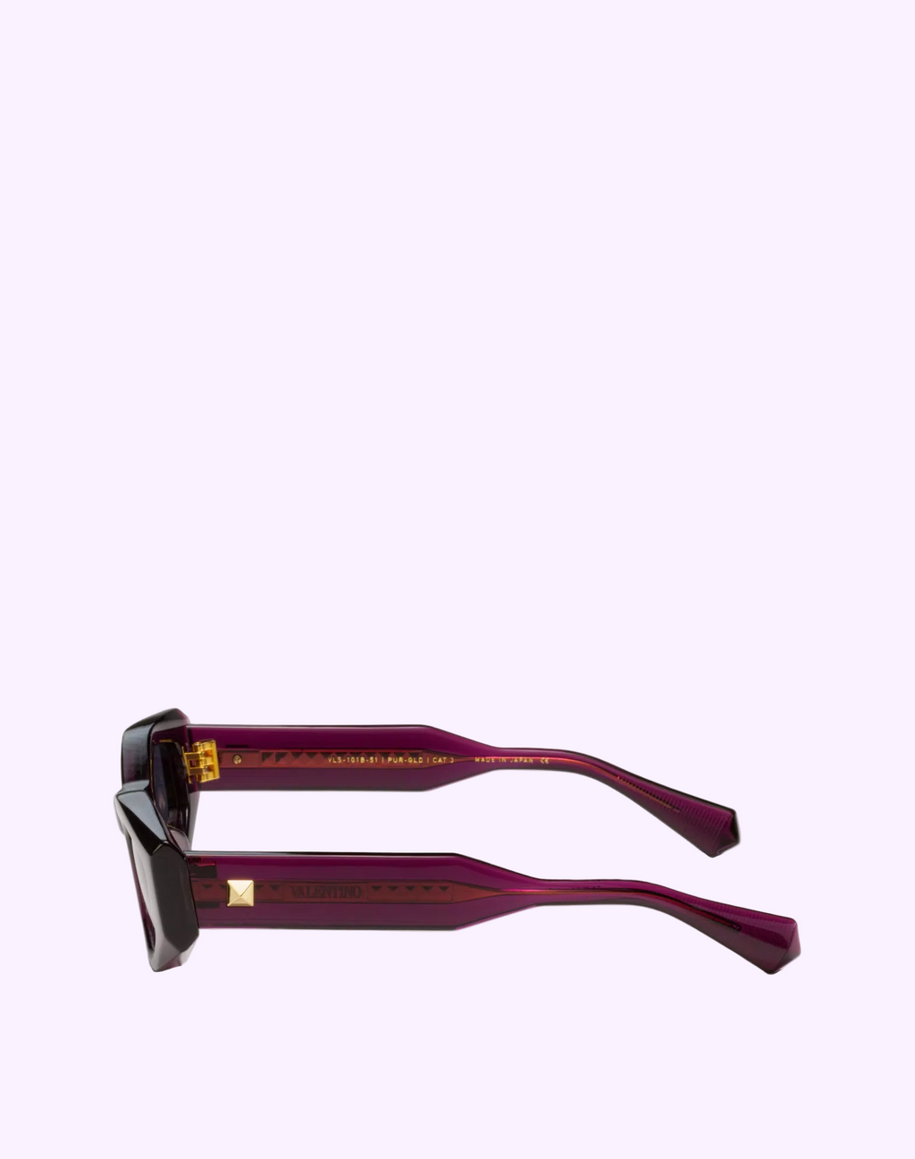 Valentino III VLS-101B-51 women's sunglasses in crystal purple acetate, side view