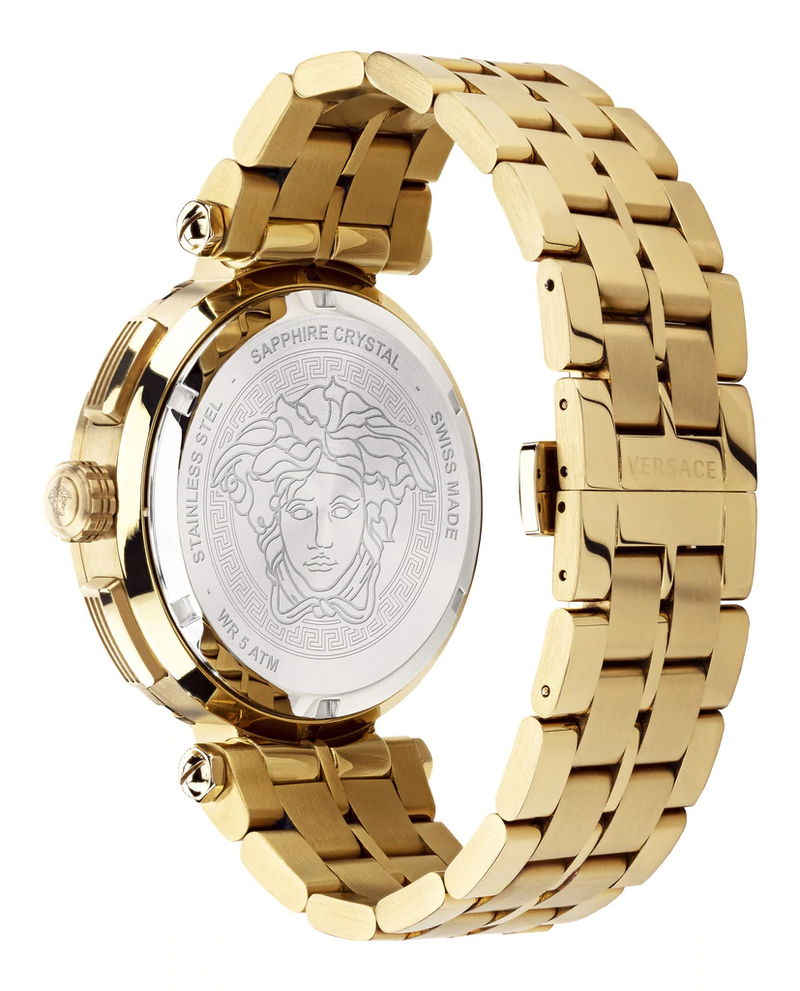 Versace VEPM00720 Greca Chrono Ion-Plated Yellow Gold Bracelet Men Watch